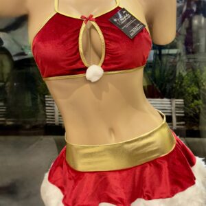 Set Navideño Santa Claus Mujer 5 Piezas - Top, falda, gorro y coordinado.